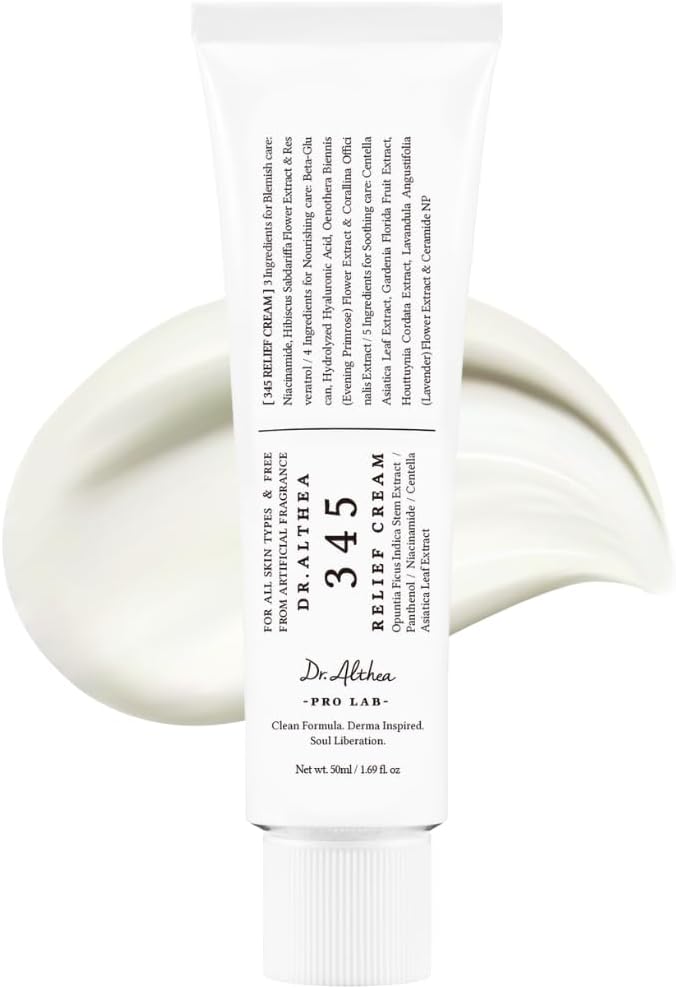 Dr.Althea 345 Relief Cream | Daily Face Moisturizer | Blemish Relief Care | Soothing Recovery & Moisture with Niacinamide, Panthenol | Korean Vegan Skin Care for All Skin Types |