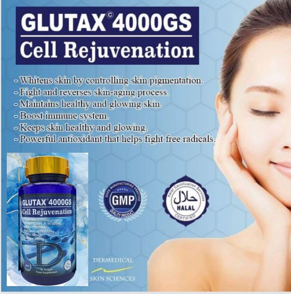 GLUTAX 4000GS - Cell Rejuvenation - Powerful skin Whitening - Formulated in Italy