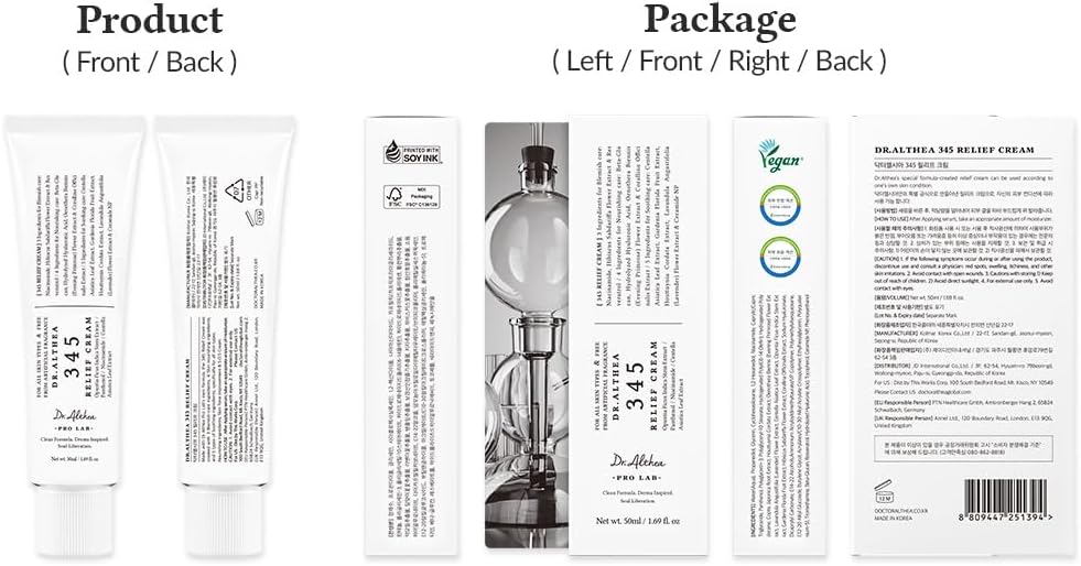 Dr.Althea 345 Relief Cream | Daily Face Moisturizer | Blemish Relief Care | Soothing Recovery & Moisture with Niacinamide, Panthenol | Korean Vegan Skin Care for All Skin Types |