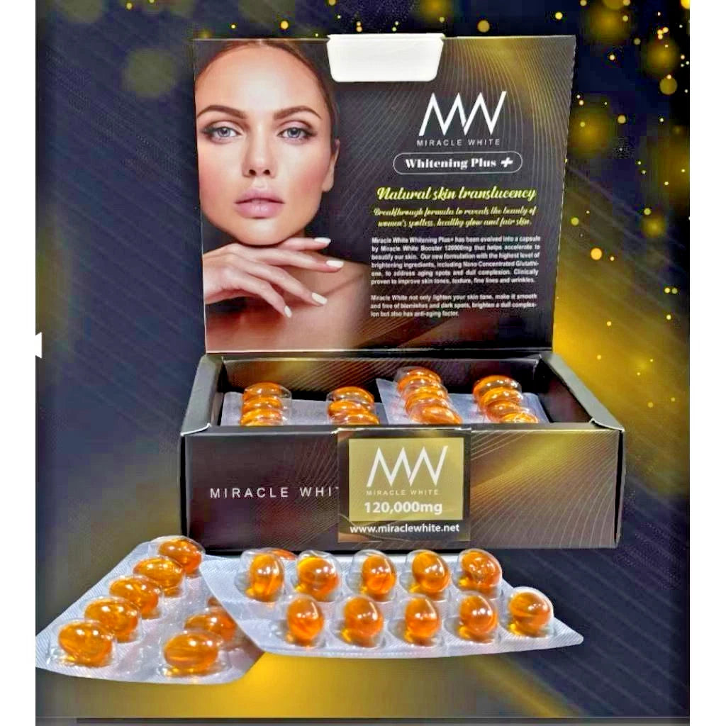 Miracle White 120,000mg Booster Whitening Plus+ 60 Capsules nano Glutathione